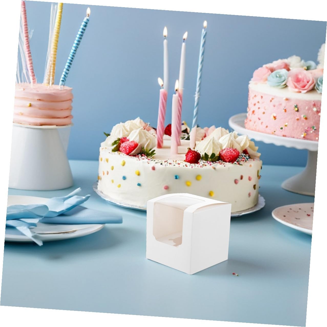 40pcs White Paper Cupcake Boxes with Inserts and Lids, Individual Cupcake Containers for Dessert Storage and Party Favors, Stackable Mini Cake Carriers for Home Baking and Wedding