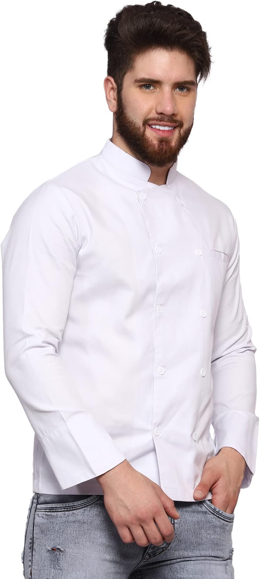 GenericG-Apparels Men's Double Breasted Professional White Chef Coat, Poly Cotton