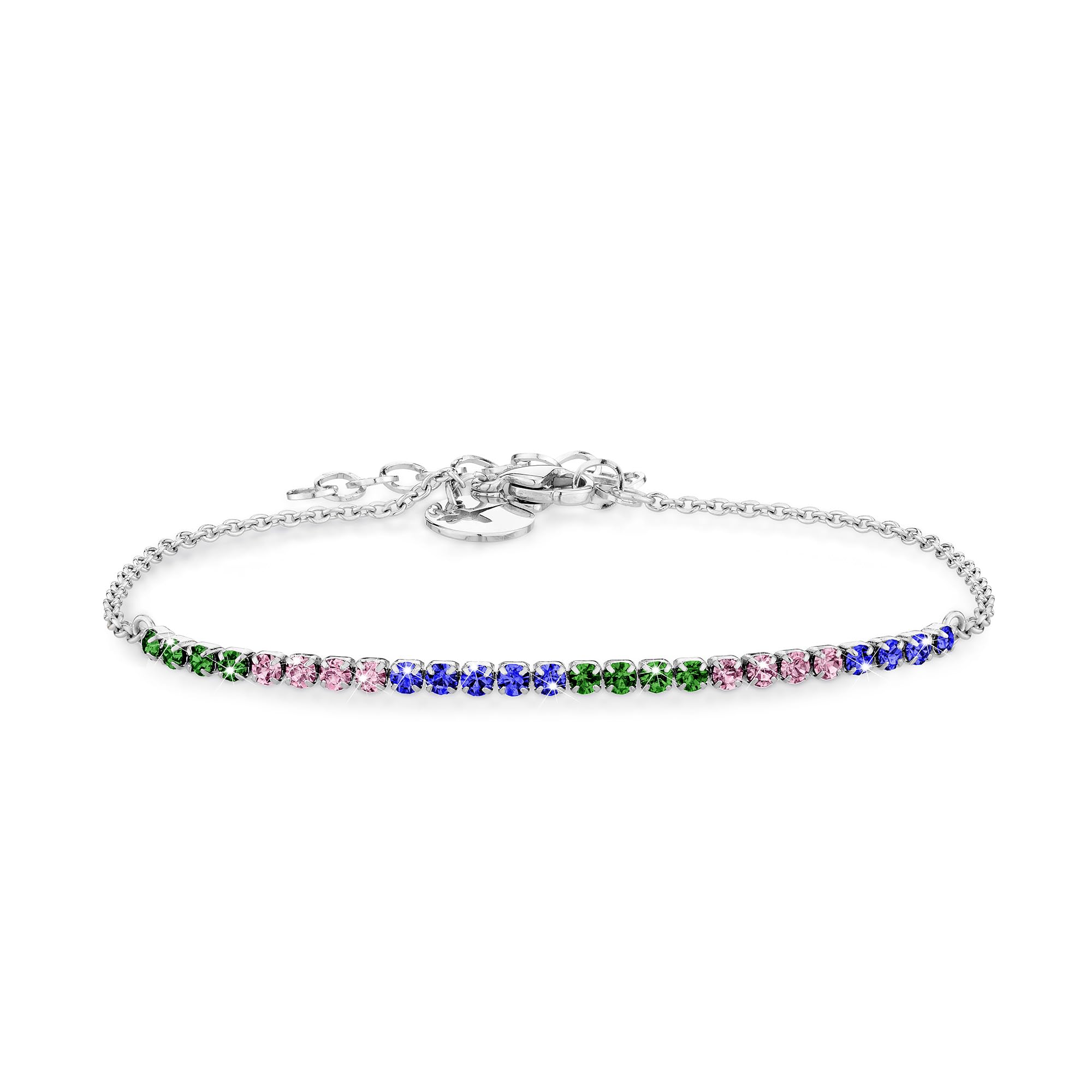 Tamaris Tennis-Armband für Damen aus Edelstahl mit Zirkoniasteinen, Frauen Armschmuck größenverstellbar und wasserfest