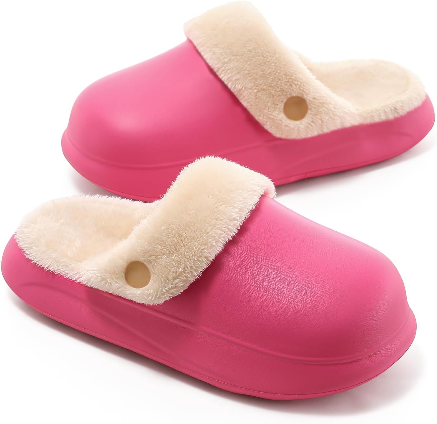 Women's Waterproof Slippers for Outdoor, Non-Slip Fuzzy Fleece Lined Winter Garden Clogs, Indoor Outdoor Comfortable Warm House Shoes