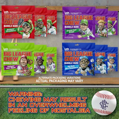 Big League Chew Bulk Variety Pack of 5 – Classic Baseball Bubble Gum Bulk with 5 Flavors for Teams and Parties, Dugout Snacks & Gifts – Nostalgic Candy Bubblegum - Thumbnail 4