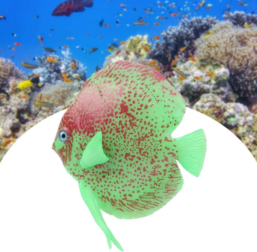 TOPINCN Aquarium Artificial Fish Fish Floating Fake Tropical Angel Fish Glowing Effect Silicone Fish Lifelike Moving Fishes Ornament Decorations with Suction Cup(Green)