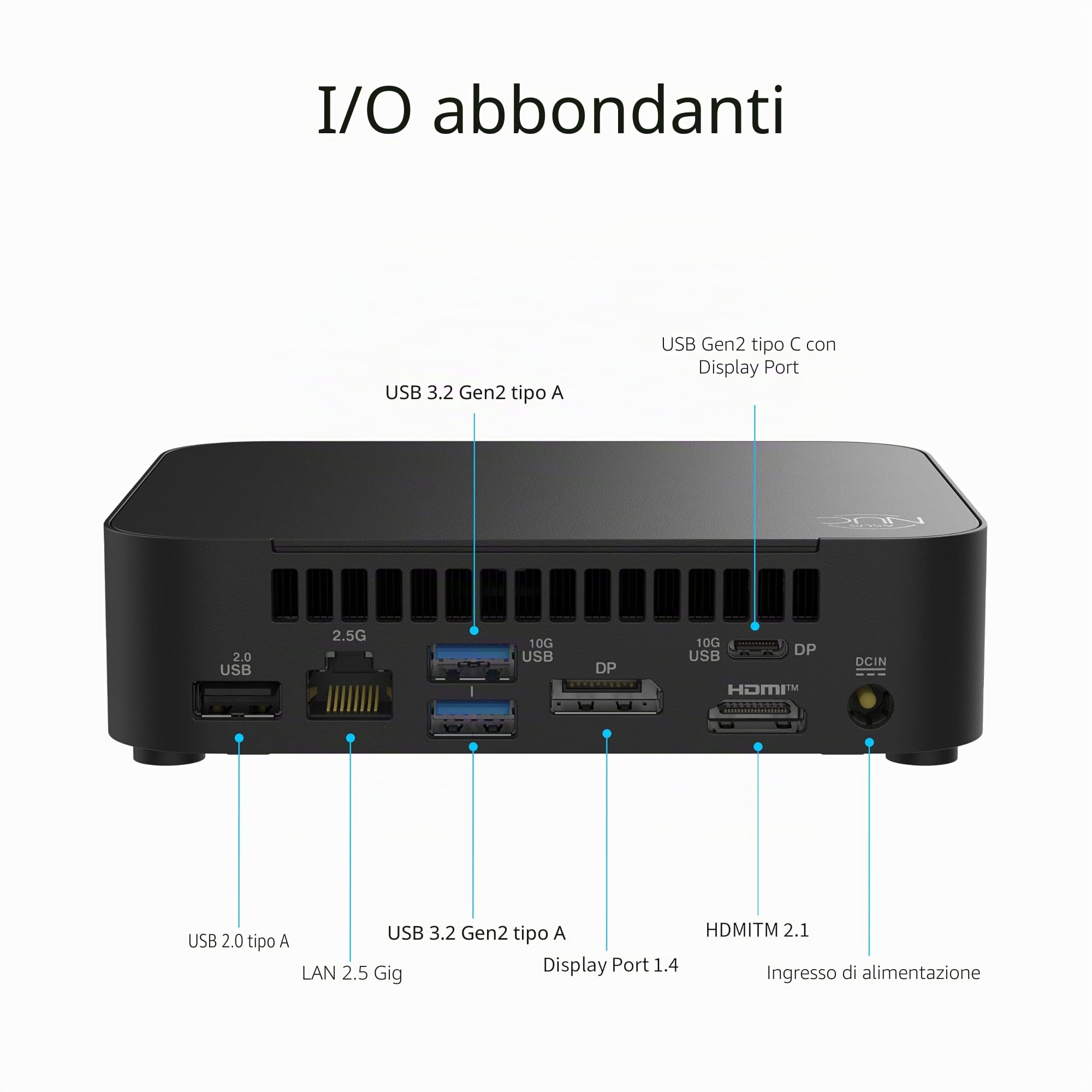 ASUS NUC 14 Essential Kit Mini PC Intel N250 16GB DDR5-4800 SSD M.2 Wi-Fi 6E Bluetooth 5.3 Nero