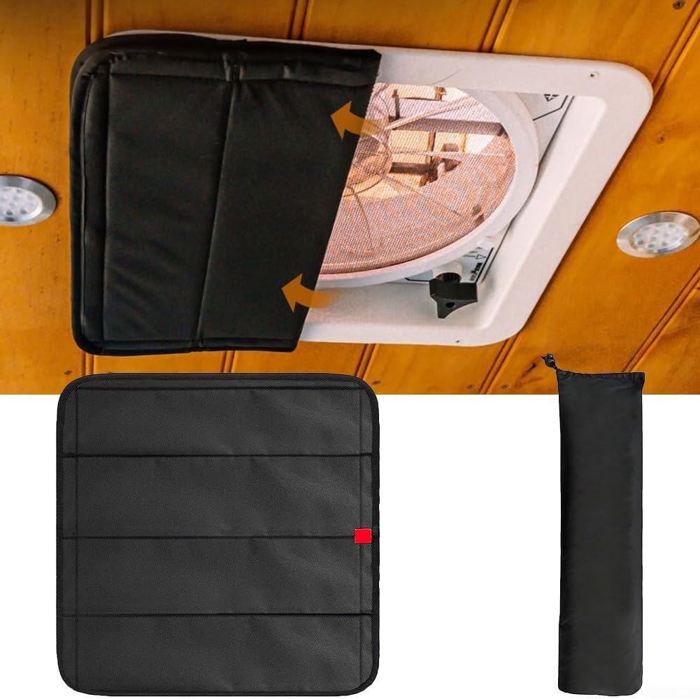 RV Roof Fan Cover, Magnetic Insulated Sun Shade, UV50+ Protection for Complete Darkness and Privacy, for Heavy-Duty Fit for Camper Van Trailer