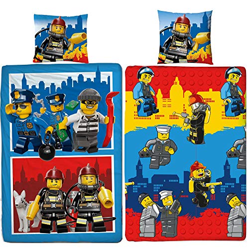 Lego CITY Figuren Set Kinder Jungen Bettwäsche · Kinderbettwäsche · POLIZEI & FEUERWEHR 2 teilig - Kissenbezug 80x80… – Bild 6