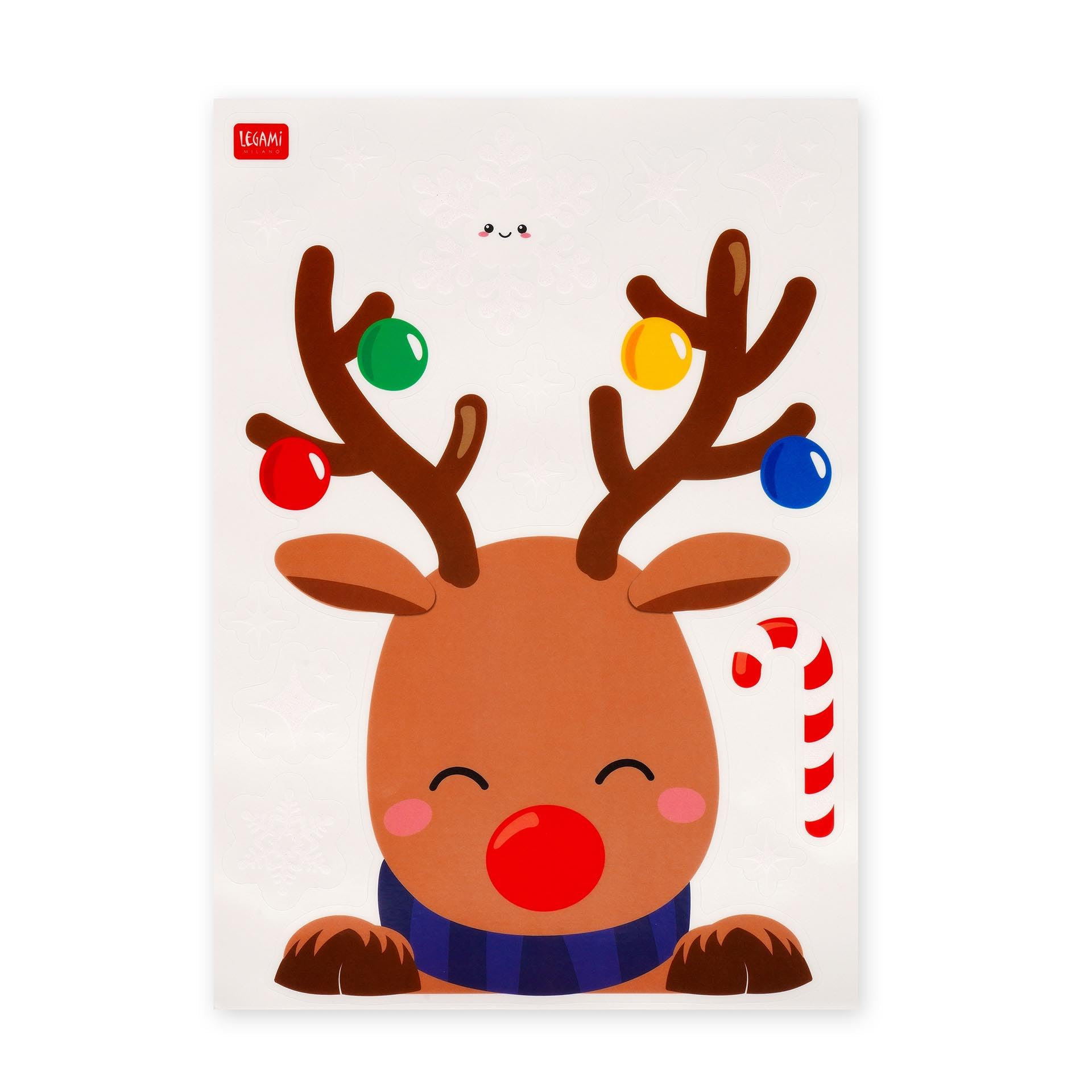 Legami - Juego de 70 Pegatinas Electrostáticas para Ventana, Christmas Edition, Pegatinas Electrostáticas, Decoración de Ventanas, Adornos de Ventana Reposicionables y Reutilizables