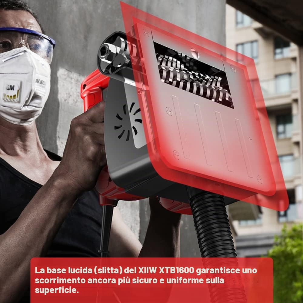 XIIW - Fresa per calcestruzzo, 1600 W, 4000 giri/min, fresatrice a rulli, fresatrice per muri, smerigliatrice per calcestruzzo, fresatrice per pareti per calcestruzzo, gesso, intonaco, malta, vecchie
