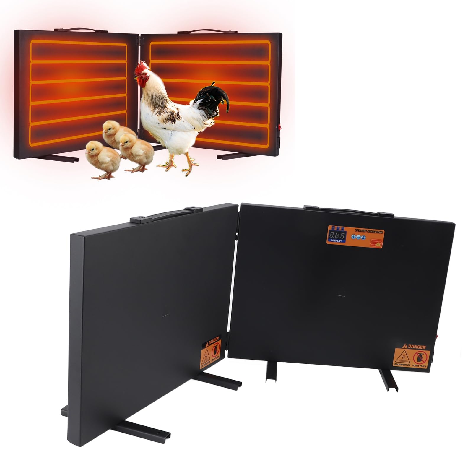 Calentador de Gallinero de Metal, 2 Paneles Calefactores de 150 W, 2 Estilos de Montaje para Pollito Gatito (Enchufe Europeo 200-250 V)