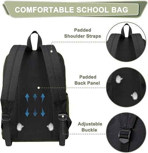Miniatura 3 de Kasqo Mochila para mujeres y hombres, mochila clásica ligera y resistente al agua para adolescentes, niñas, niños, mochila informal de viaje escolar