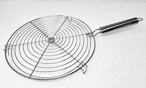 Tabakh - Colador redondo de acero inoxidable para asar y tostar, Papad Jali