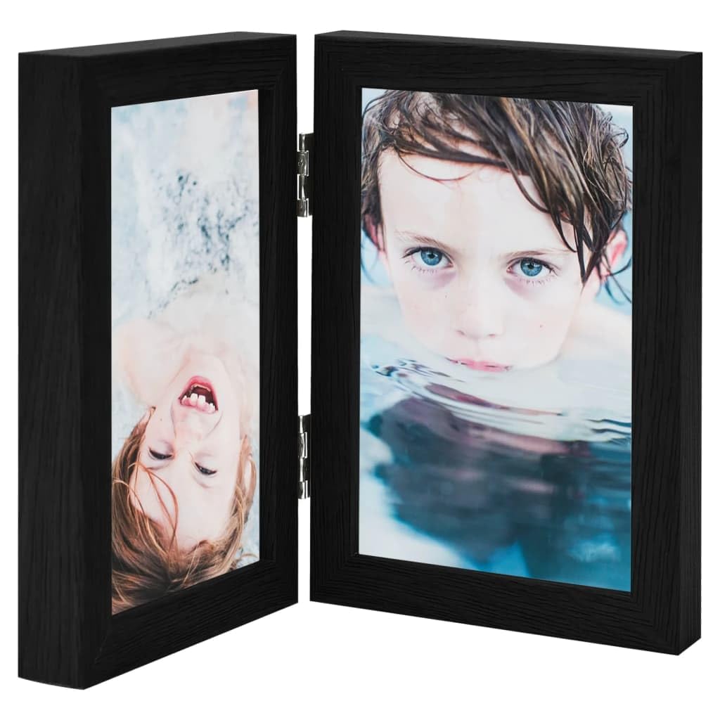 Cadre photo double collage noir format A4 pour encadrer deux images sans percer de mur
