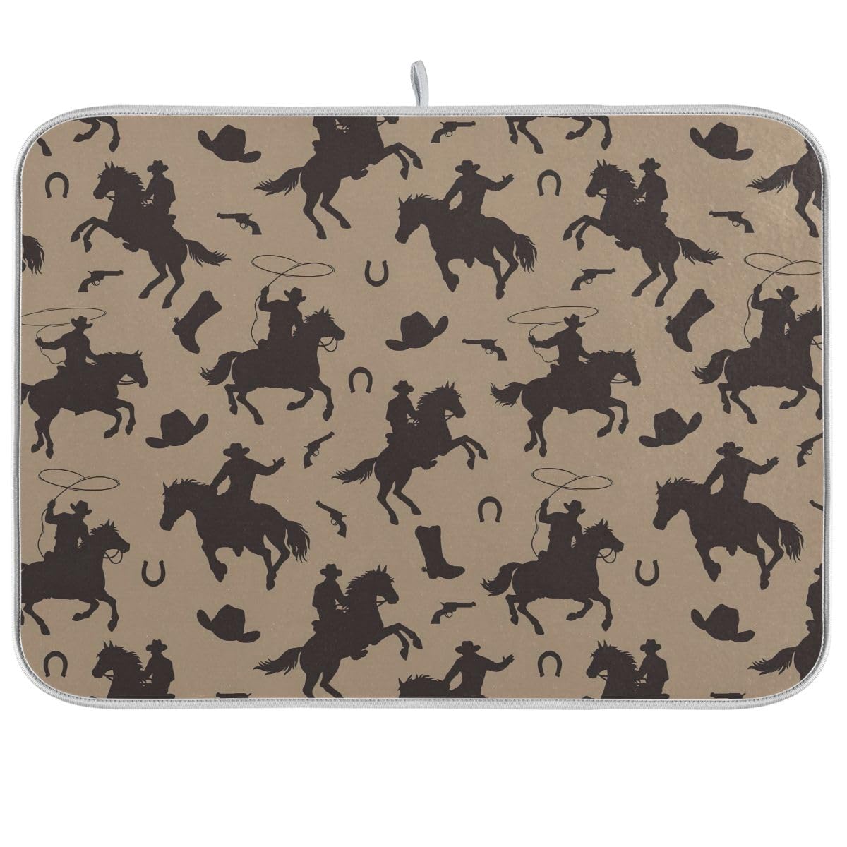 Wild West Silhouettes Counter Drying Mat Drain Mat Absorbent Dish Drain Pad for Kitchen Counter 18 x 24 Inch