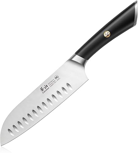 Cangshan Cuchillo Santoku de acero alemán forjado de 7" de la serie ELBERT (negro)