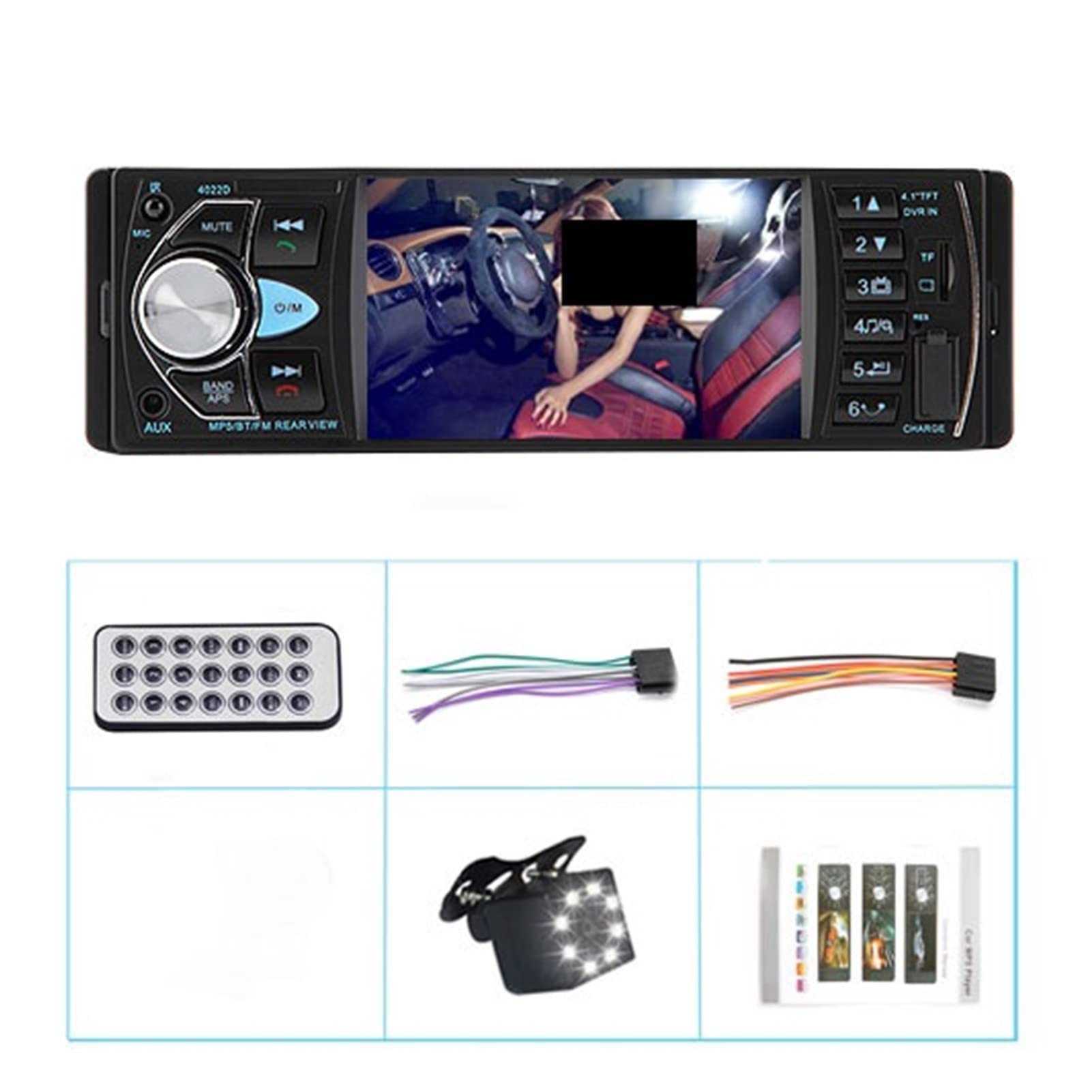 Radio samochodowe 1din stereo mp5 mp3 Bluetooth Radio FM USB Autoradio 4.1 -calowe wsparcie tylne lusterko Przenośny(With 8 LED Camera)