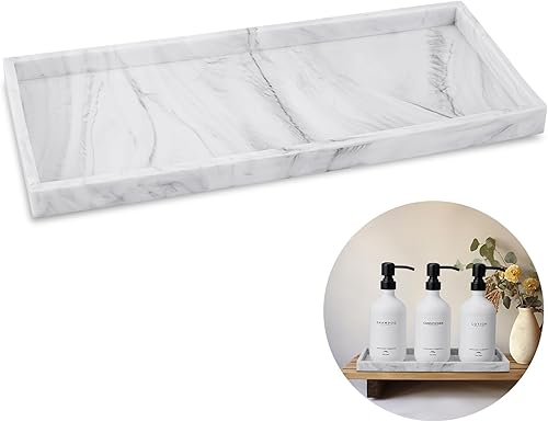 Bandeja dispensadora de jabón de silicona, bandeja flexible de mármol para fregadero de cocina de 11.8 pulgadas, bandeja de mostrador de baño para