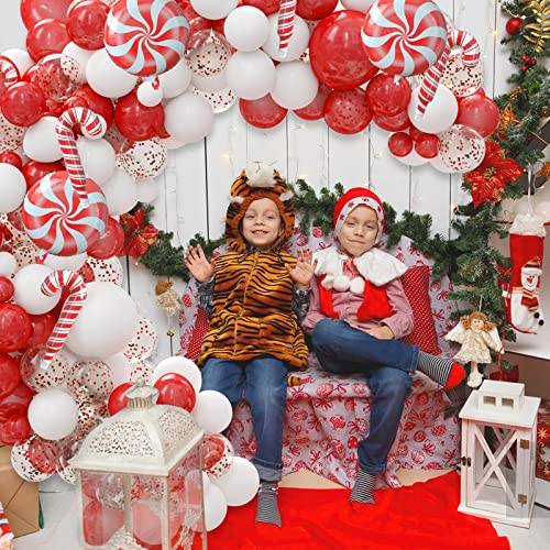 Christmas Balloon Garland Arch Kit - 118 Pieces Red White Confetti Latex Balloons With Candy Cane Balloons For Holiday Christmas Candy Themed Birthday Baby Shower Wedding Party Decorations #TOP6
