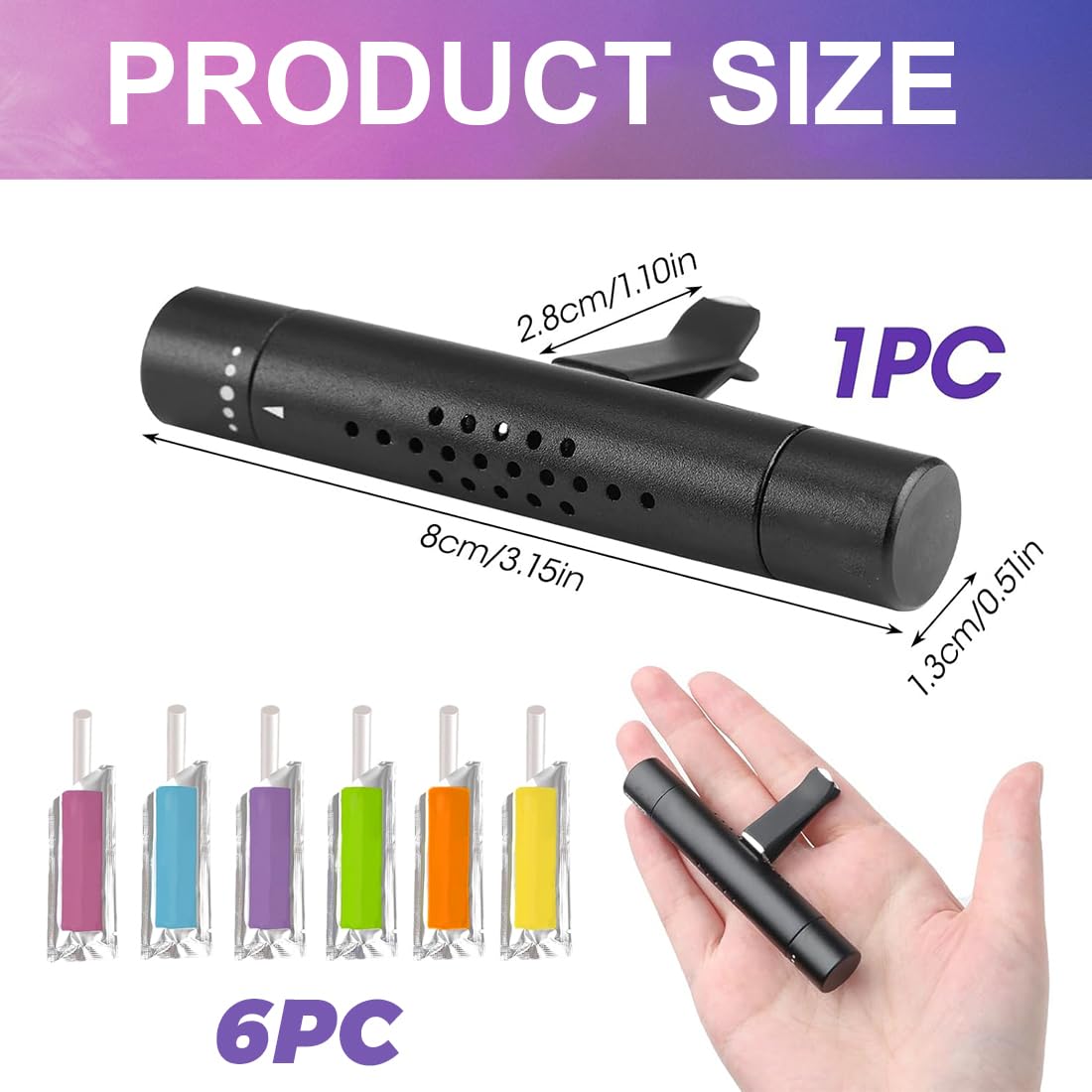 CPJJ Profumatore auto Diffusore con 6 Bastoncini Aromi Solidi