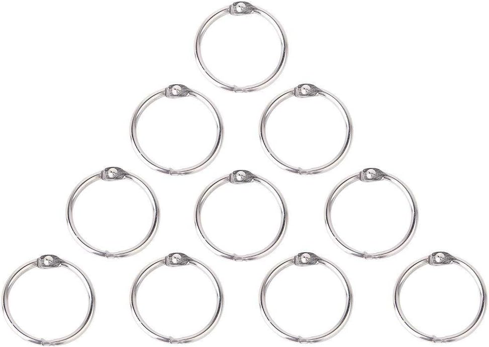 10 Pcs Book Loose Leaf Binder Ring Keychain Key Rings, Silver Index Card Rings for Loose-Leaf, Memo Filing, Key Rings, Scrapbook,Album,Craft,Bathroom, Curtain etc Superior Quality and Creative : Office Products