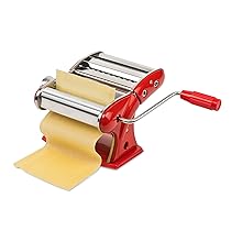 Girmi IM92 Macchina per la pasta, Corpo INOX, 7 Livelli di Spessore, 3 Formati Pasta, Rulli in Alluminio, Rosso