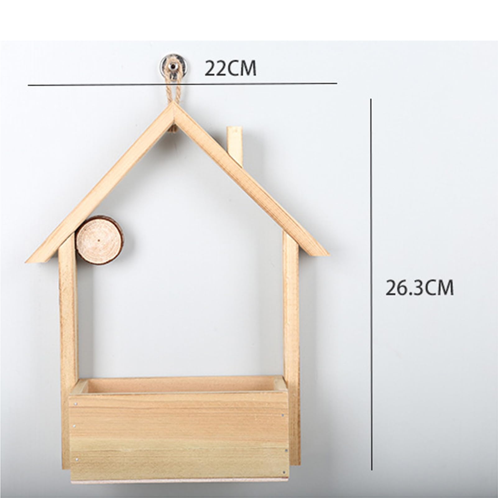 Decoración de Pared en Forma de casita para pájaros con Maceta, comedero para Aves Silvestres de Exterior, casita de Madera con Flores Artificiales