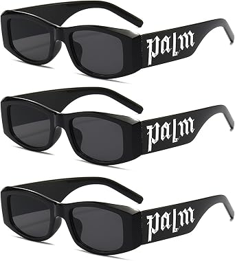 3 Pack Irregular Rectangle Sunglasses for Women Men Luxury Letter Small Frame Punk Eyewear