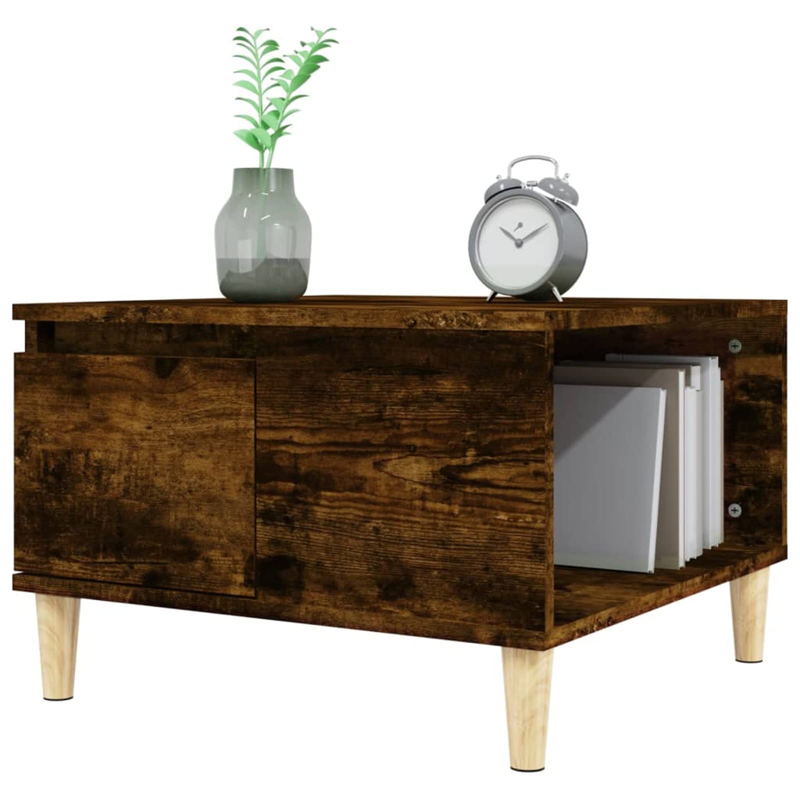 Homgoday Tavolino da caffè in rovere fumé, 55 x 55 x 36,5 cm, tavolino da tè per soggiorno, sala d'accoglienza degli ospiti, camera da letto e ufficio 777