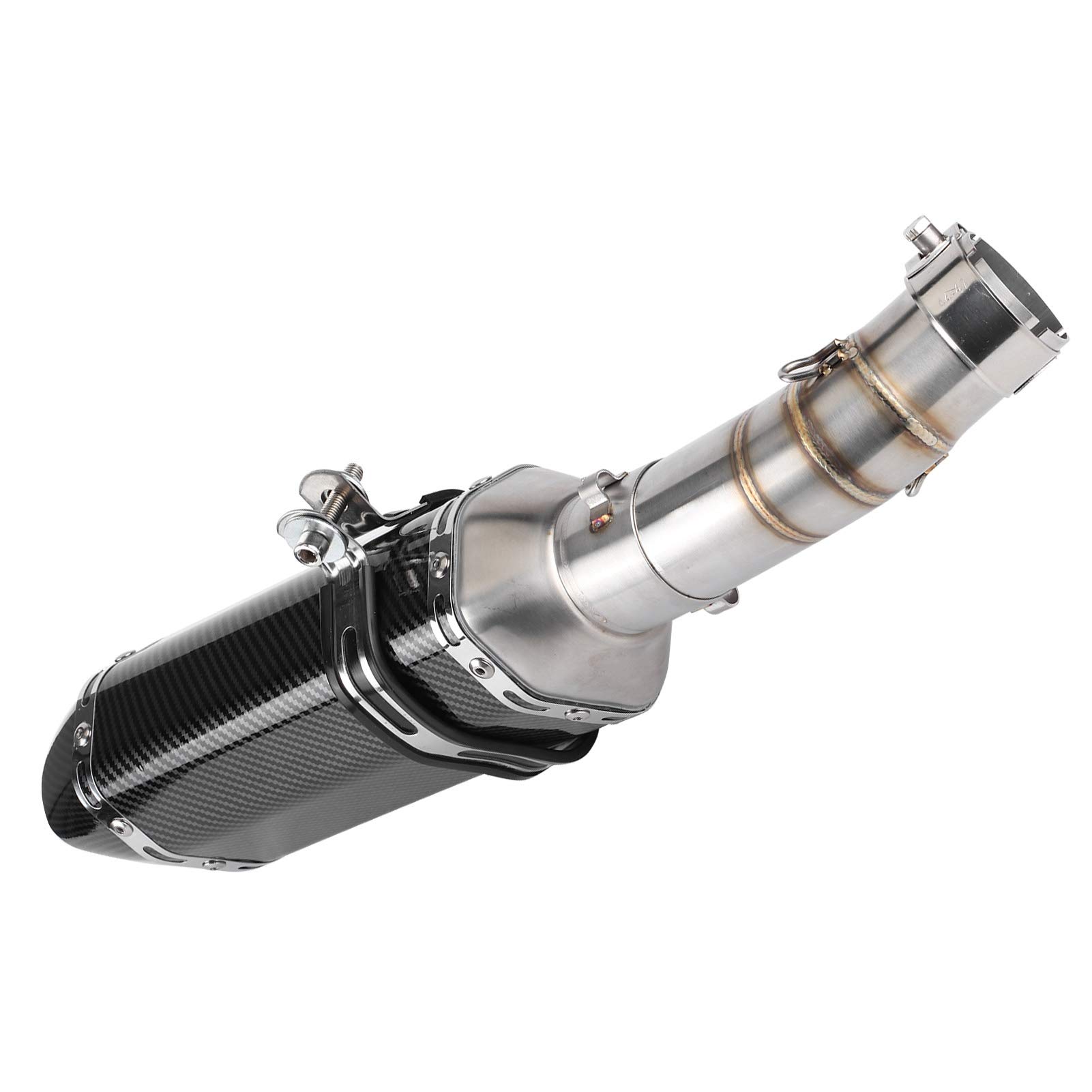 Sistema de Escape Tubo Central + Silenciador Deslizante Estilo Fibra de Carbono para Kawasaki400 Z400 2018-2020