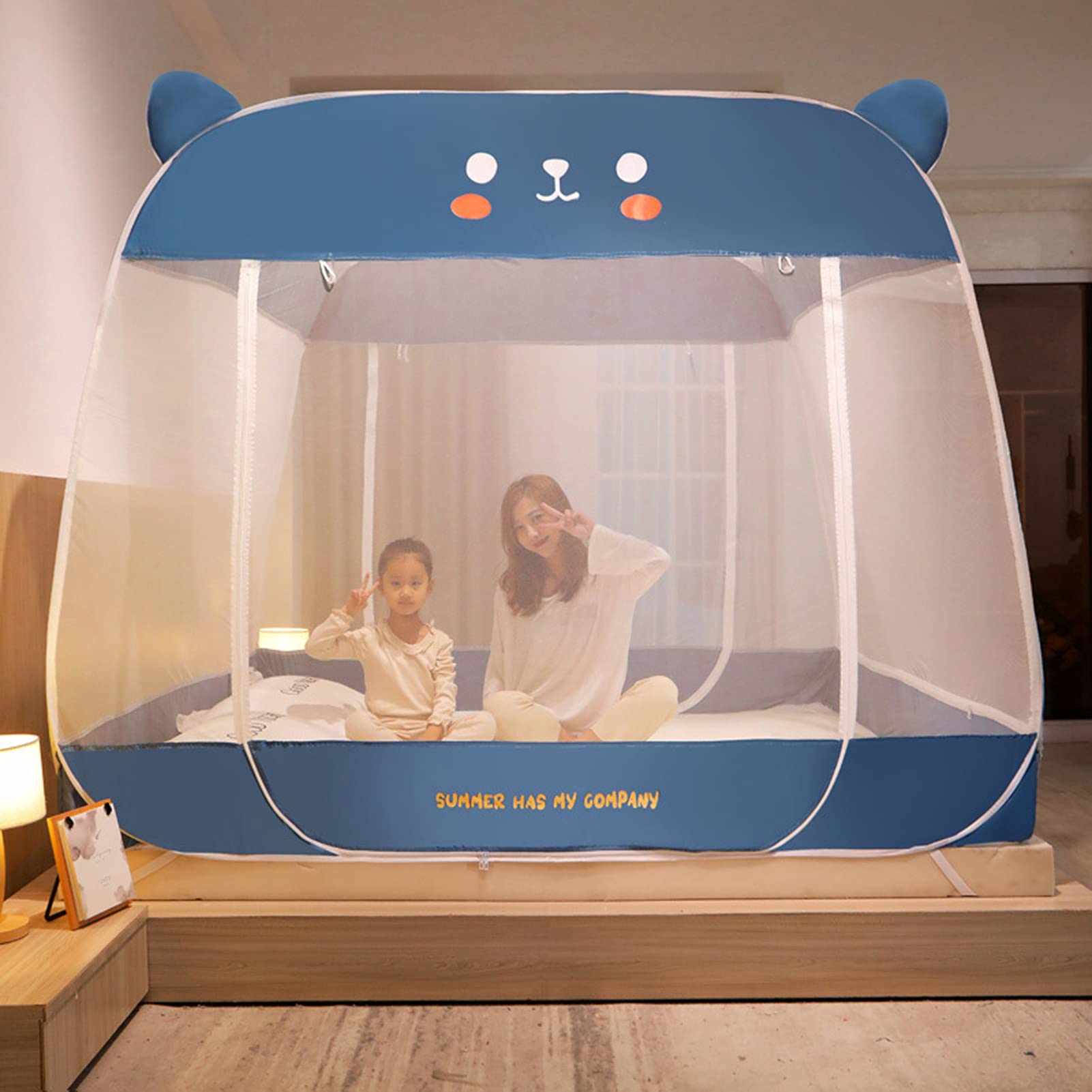 Moskitonetz Baldachin für Bett, Anti-Moskito, Faltbares Design mit Netzboden, Insektenschutz für Zuhause und Reisen