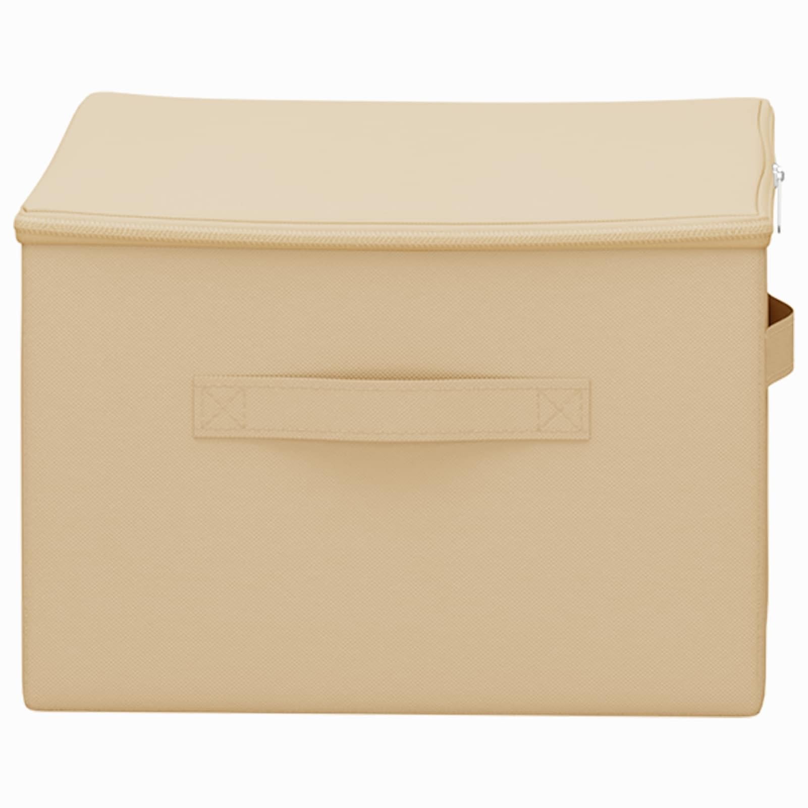 Gecheer Aufbewahrungsbox 6 pcs Creme 43 x 34 x 23 cm Vliesstoff, Unterbett Faltbare Kleiderbox mit Reißverschluss & Deckel für Kleiderschrank Bettkasten42024601
