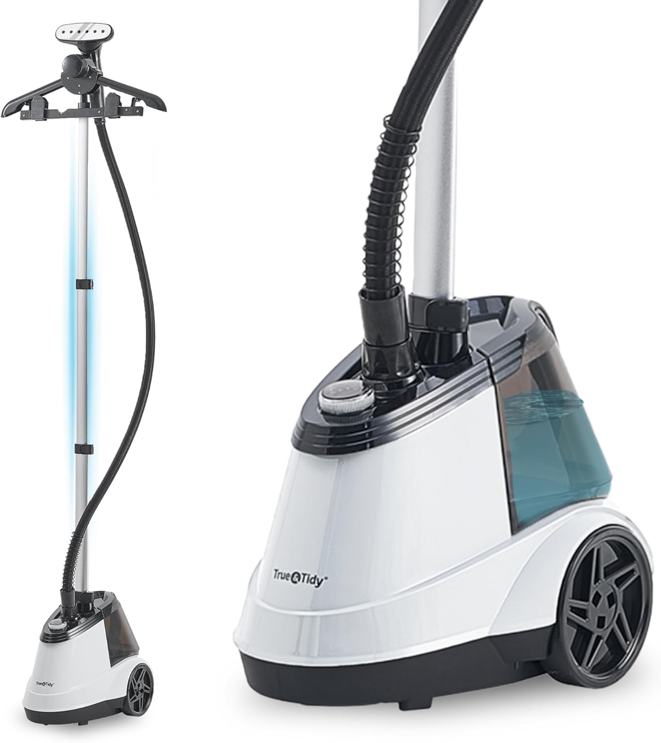 True & Tidy® Pro Commercial Garment Steamer with Extra Large 3L (101 oz) water tank, Heavy Duty with 3 Steam Settings, Aluminum Steam Plate, up to 90 mins