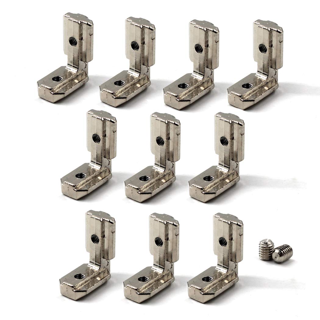 Seeraphee 4040 T Slot L-Shape Corner Connector With Screws L Joint Bracket For 40 Series European Standard Aluminum Profile-Nickel-Plated Zinc Alloy 10Pcs