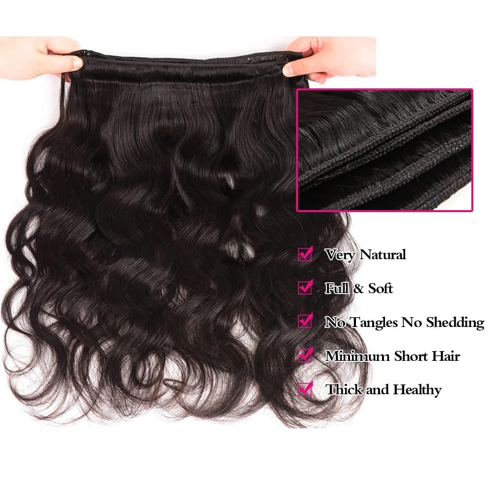 24-28 Inch Brazilian Body Wave Human Hair Extensions 10A Quality 10A Brazilian Virgin Hair Bundle with Closure - Body Wave 24  main image 4
