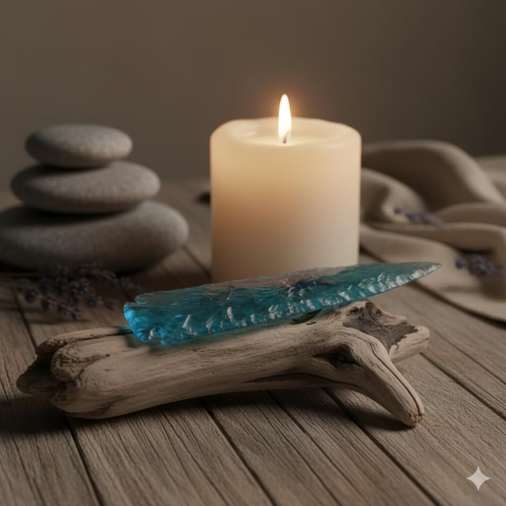 6" Aqua Obsidian Spearhead - Hand-Knapped Large Blue Crystal Arrowhead for Meditation & Energy Healing - Translucent Glass Gemstone for Altar Decor & Metaphysical Work - Unique Spiritual Gift by Forestofcrystals