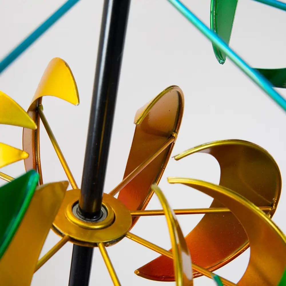 Bits and Pieces - Rainbow Axis Wind Spinner - 63" Tall with A 15" Diameter - Decorative Kinetic Wind Spinner - Unique Outdoor Lawn and Garden Décor - Lawn Ornament