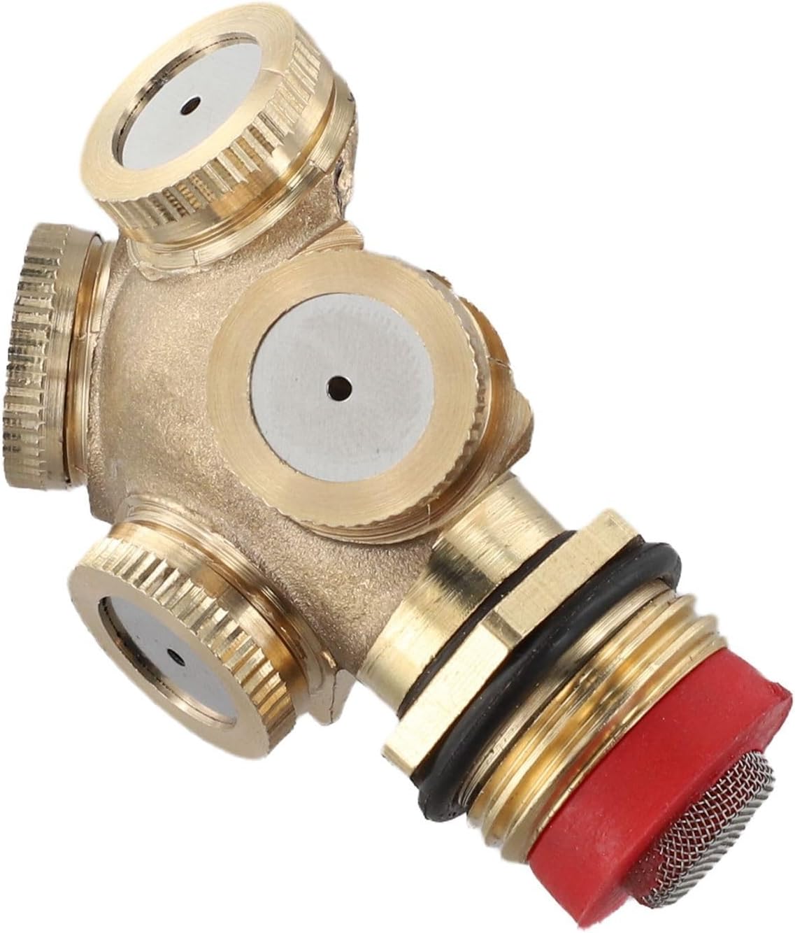 12 inch brass atomizing spray nozzle with filter, 4 hole design for garden irrigation, air humidification, cooling water spray, and deodorization (1pcs)