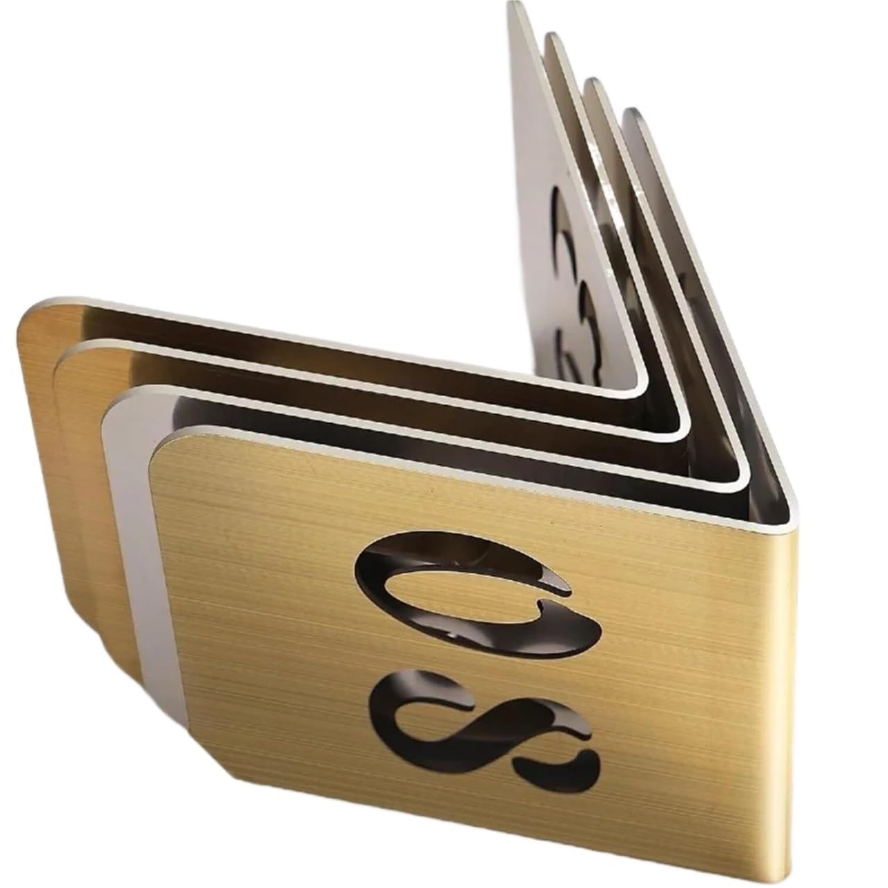 Doppelseitige Tischnummernständer aus Edelstahl | Gold Silber 5x6cm 7x8cm 8x11cm: Sitzgelegenheiten for Restaurants, Cafés, Bars, Bankette, Hochzeiten(7x8cm)