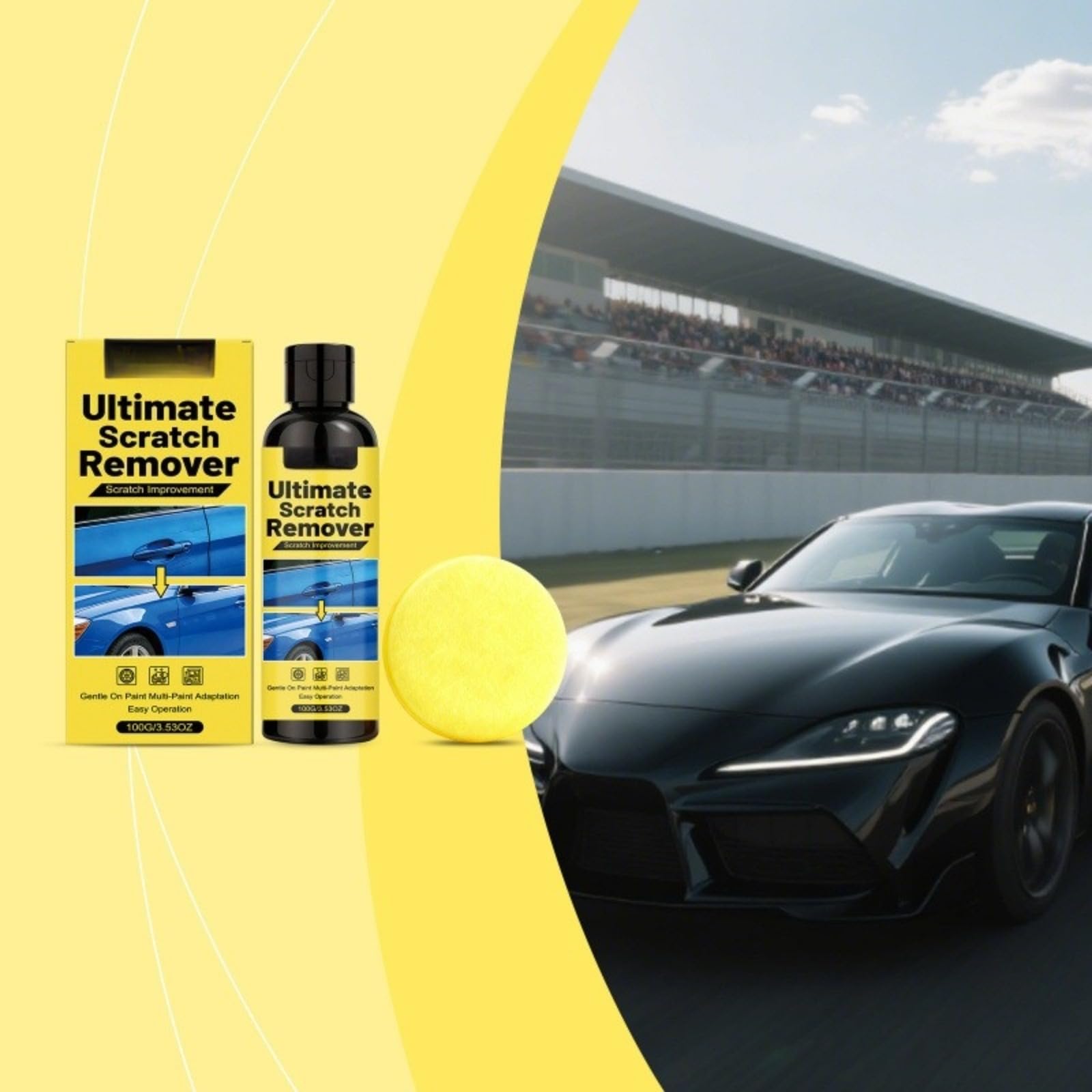 Efface Rayure Voiture Polish Voiture Rayure avec Éponges, Anti Rayure Voi-ture Carrosserie, Efface Rayure Voi-ture pour Rayures Légères, Car Scratch Remover pour Toutes Peinture