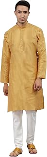 MANQ Men Striped Straight Kurta With Pyjamas Price In India