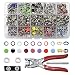 200 Set Snap Fastener Tool 10 Colors Solid &Hollow Mixed Diameter 9.5mm Metal Eyelets Shoes Clothes Crafts with Heavy-Duty Pliers