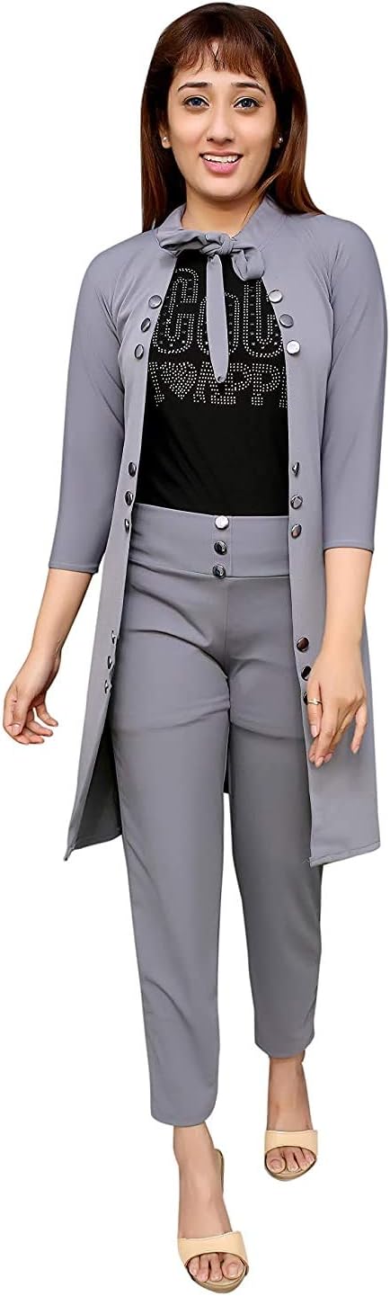 Elendra jeansCocktail Girl's Midi 3 Piece Dress(Jk3Setpk_Grey_16-17Years) Crepe