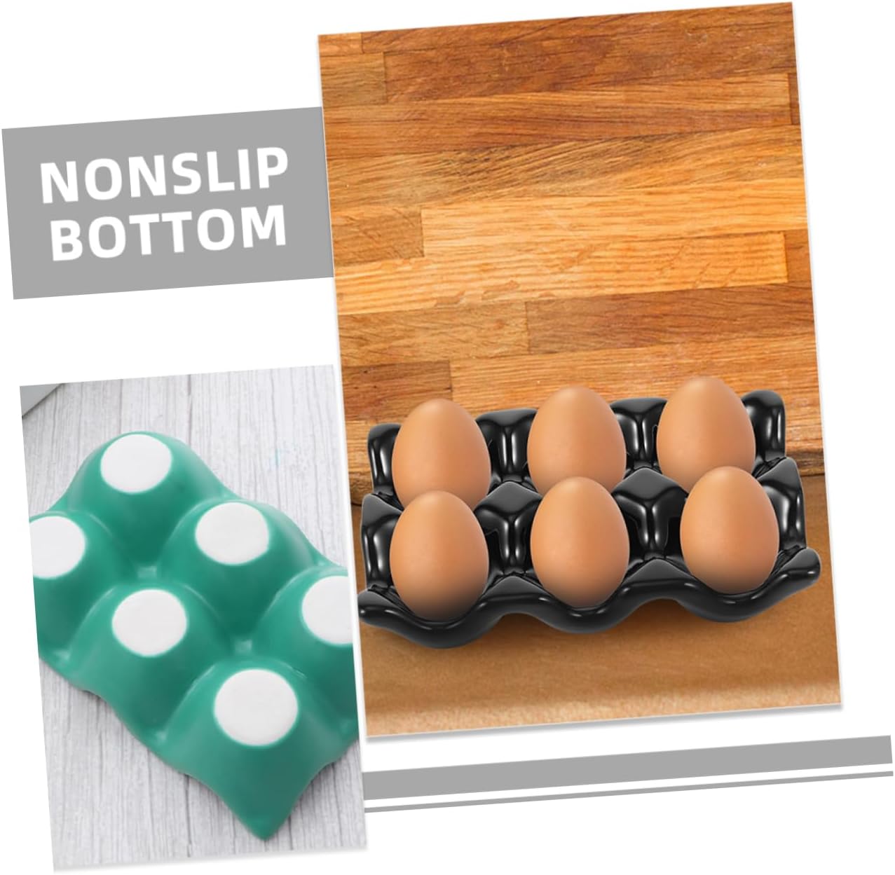 Luxshiny 3Pcs Ceramic Egg Container Protective Egg Holder for Refrigerator Space Saving Egg Storage Tray Accommodates Eggs Each