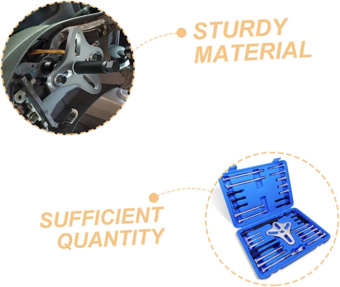 ABOOFAN 46Pcs Steering Wheel Puller Kit Crankshaft Pulley Removal Tool Durable Gear Puller for Easy Disassembly of Flywheel Steering Wheel Automotive Repair Tool