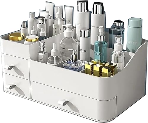 POFUOT Organizador para el cuidado de la piel, organizador de escritorio de maquillaje con cajones, organizador de encimera para cosméticos, cepillo