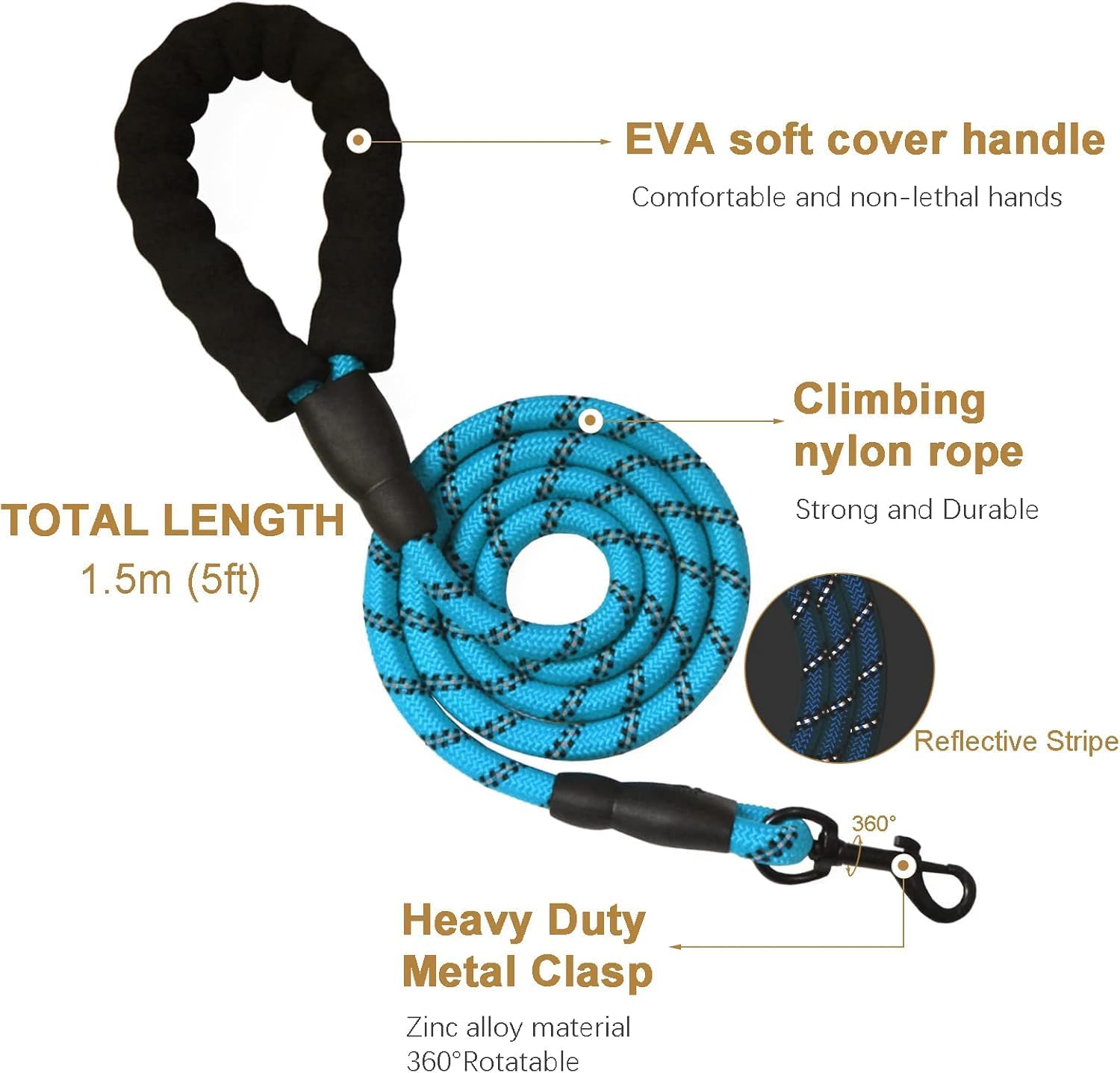 No Pull Dog Harness for Medium Dog with Dog Leash Adjustable Reflective Pet Vest with Front Clip Padded Harness and Lead Set Blue M