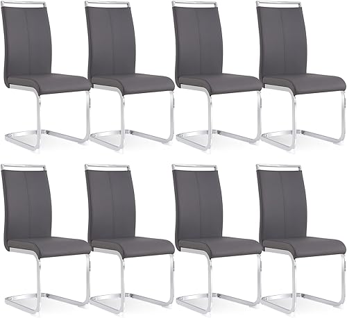 Miniatura 48 de Baysitone Juego de 4 sillas de comedor modernas, sillas laterales para cocina, con respaldo alto acolchado de piel sintética, para habitación, Gris