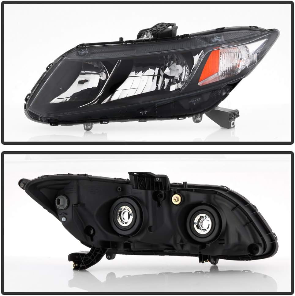 ACANII - For 2012-2015 Honda Civic Sedan 12-13 Coupe Black Housing Hadlights Headlamps Assembly Driver & Passenger Side
