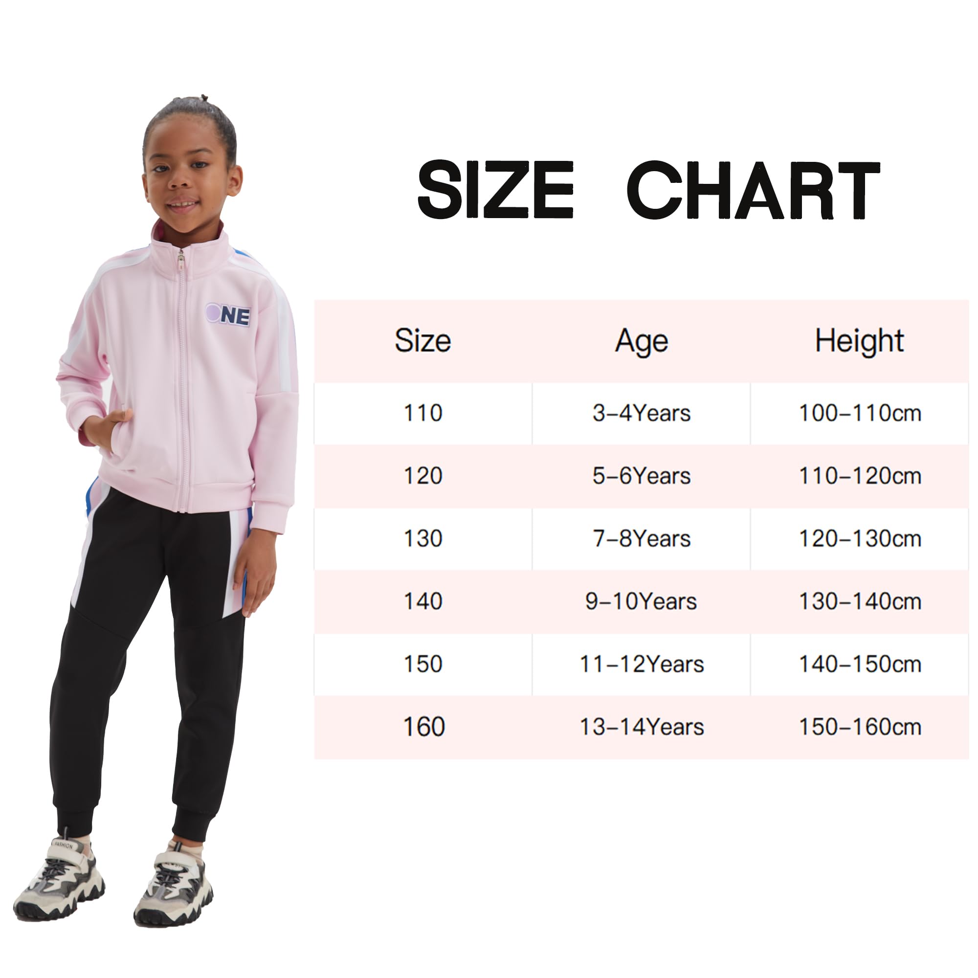 Filles Enfants Survêtement 2 Pièces Jogging Ensemble Veste Haut Sport Jogging Pantalon Tenue pour 4-15 Ans