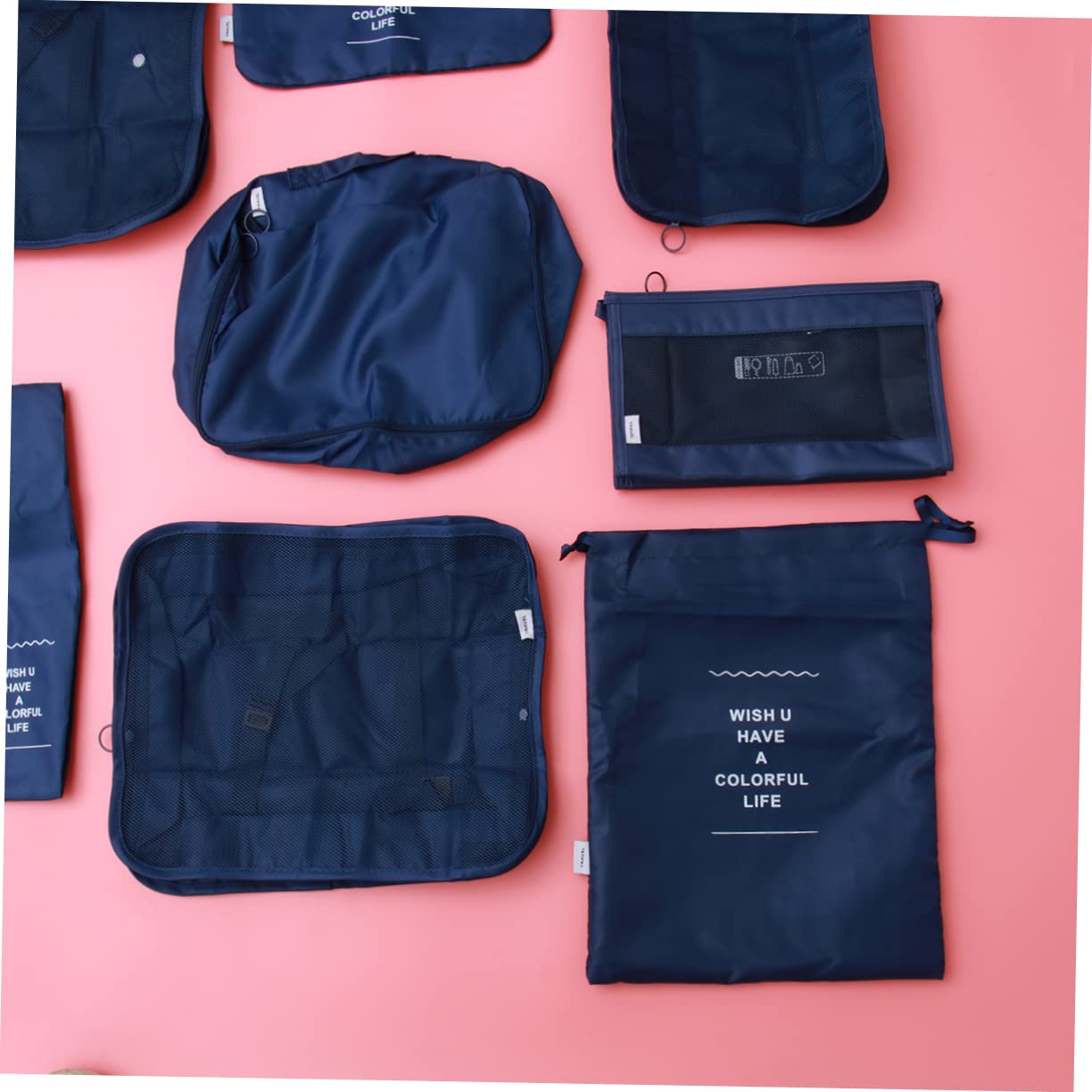 COLLBATH Set di 8 Sacchetti per Valigia da Viaggio, Salvaspazio, Impermeabili, Cerniera, Leggeri, per Organizzare Vestiti e Accessori in Valigia