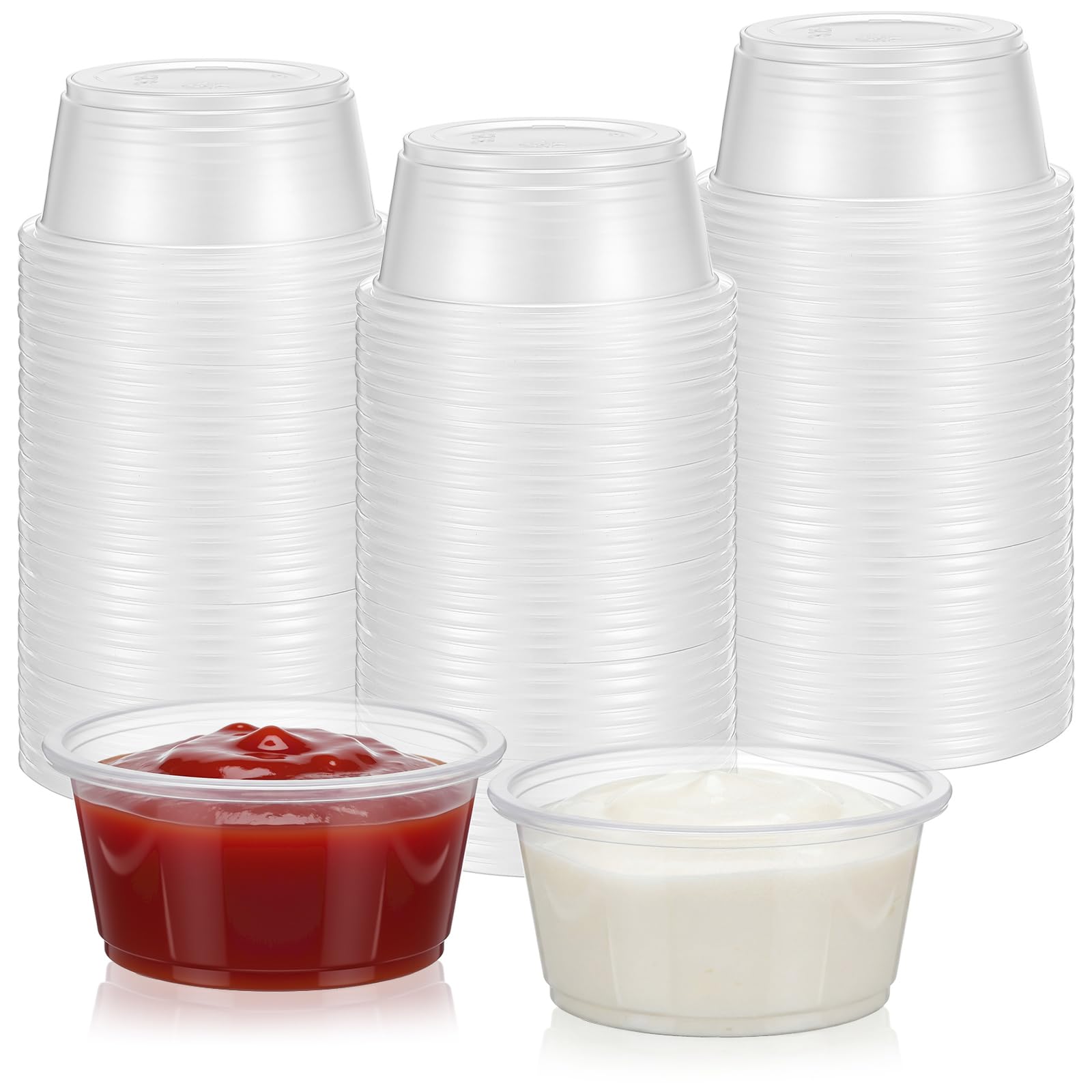 250 Pcs Plastic Portion Cups Condiment Cup No Lid, Clear, 3.25 oz