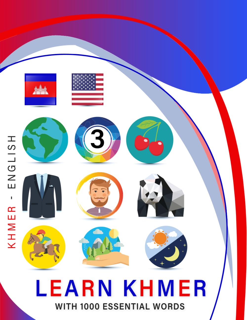 Learn Khmer with 1000 Essential Words: Bilingual Cambodian - English Language Learning Book for Kids & Adults with Essential Vocabulary